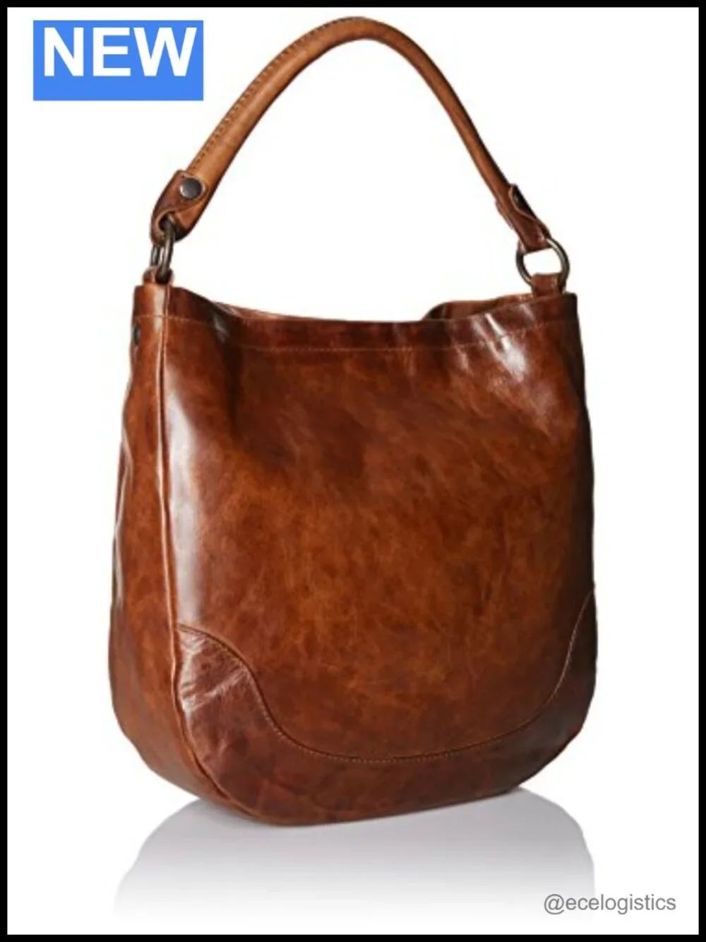 Antique Pull Up Leather Hobo Bag Adjustable Strap Pockets